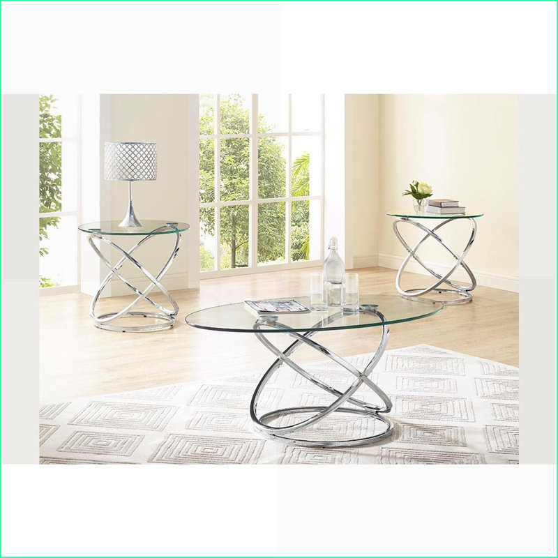 Ensemble de tables basses contemporaines en métal avec 2 tables de bout - Meuble de salon robuste et facile à assembler
