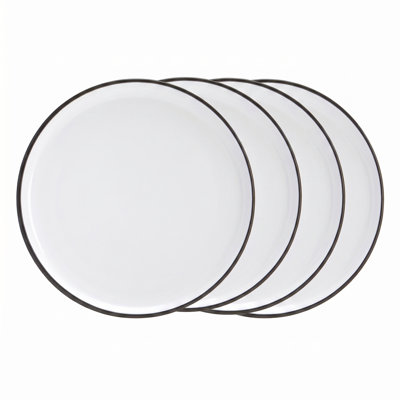 Bistro Stoneware Side Plates, Set of 4 - 7.75-inch Cream Speckled Salad & Dessert Plates, Durable Chip-Resistant Ceramic, Modern Farmhouse Style