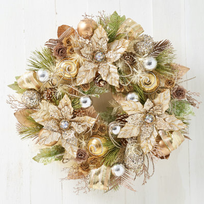 Champagne Gold Poinsettia Wreath