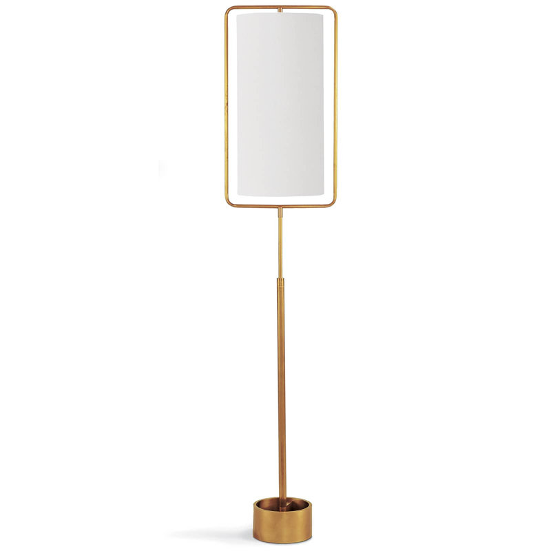 Geo Rectangle Floor Lamp, Natural Brass