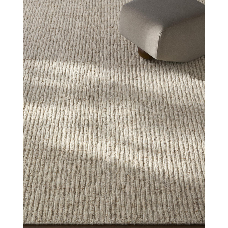 Jennifer Hand Knotted Wool Area Rug in Beige, Rectangle 9' x 12'
