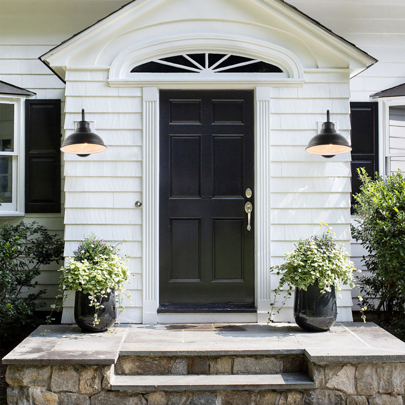 Batelov Outdoor Gooseneck Barn Light Fixture, 8 Inch Farmhouse Exterior Vintage Wall Mount Lighting, Anti-Rust Waterproof Industrial Matte Black Outside Wall Sconces for House Porch Patio Garage Yard