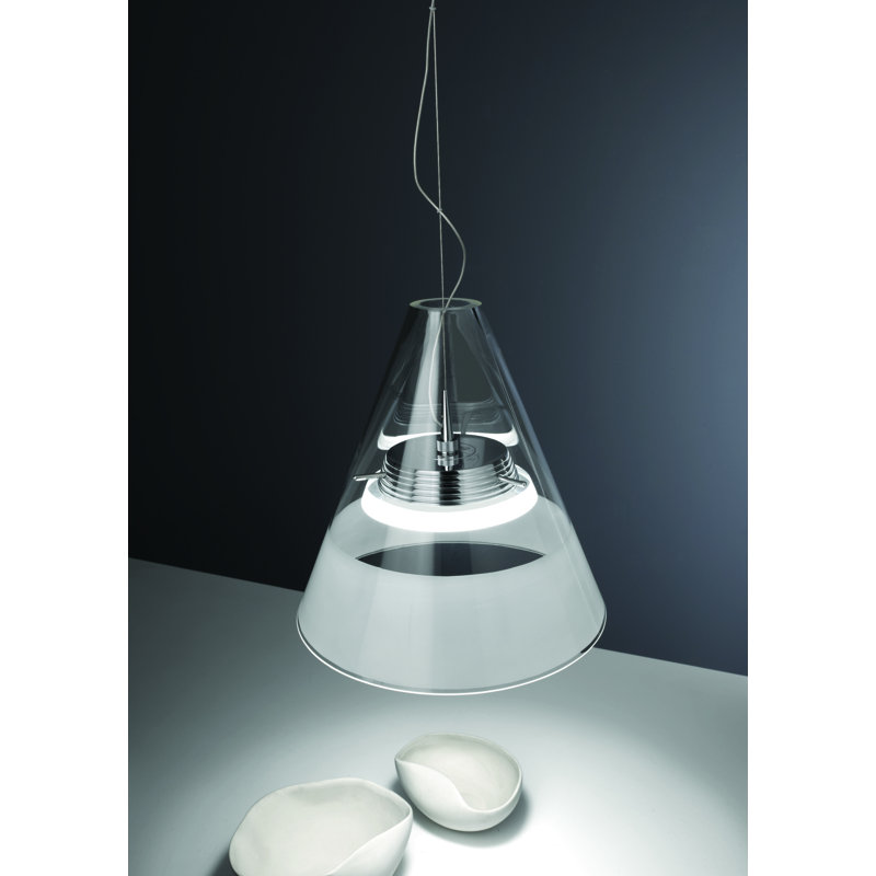 Dillinger 1 - Light Chrom LED Bowl Pendant, Clear and sandblasted