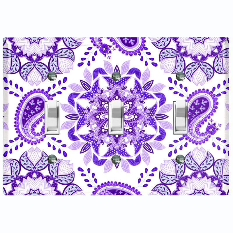 Patterned 3 - Gang Toggle Light Switch Standard Wall Plate, Purple