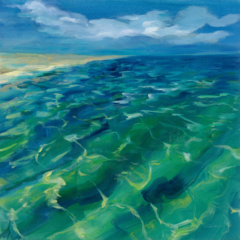 Réflexions ensoleillées sur la mer, H 30 po x l 30 po