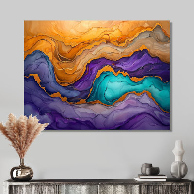 Dissolved Boundaries Splashes Of Drippainting II - Drip Painting Print On Metal
