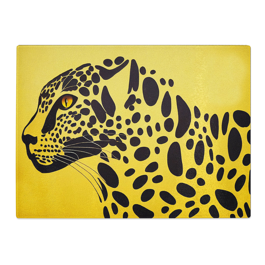 The Compelling Leopard Abstract  Glass Chopping Board