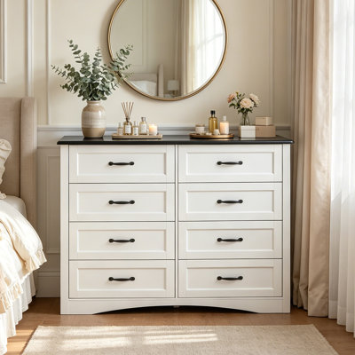 8 Drawer 47"W Clothing Storage Cabinet, Freestanding Bedroom Dresser Organizer, Composite Wood Dresser for Closet, Nursery & Living Room
