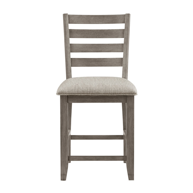 Gray Wood Ladder Back Dining Chair with Cushioned Seat