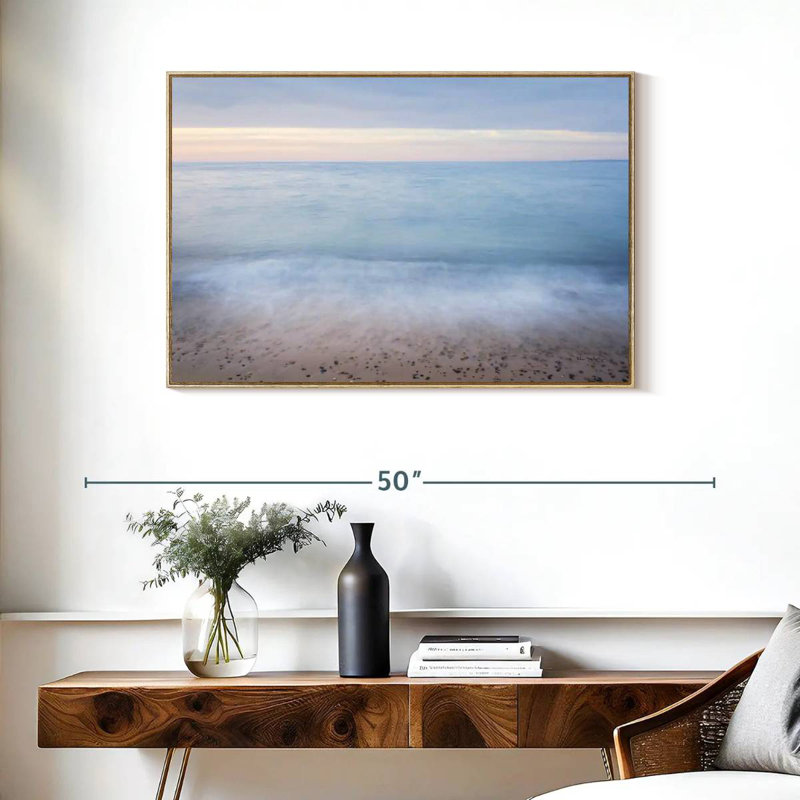 Plage du lac Supérieur II, Cadre flottant en bois naturel, 37 po x 25 po