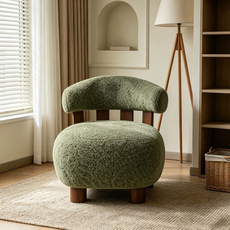 Fauteuil d'appoint Modern, Vert olive, noyer