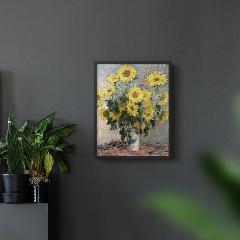 " Vintage Floral CCXLI ", Black, 14" H x 11" W