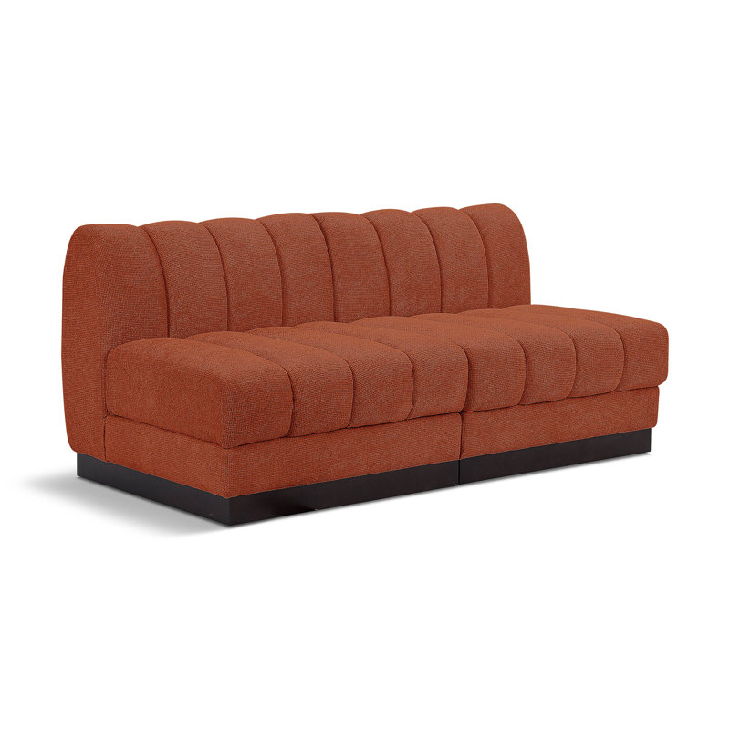 Causeuse rembourrée Quinn, Tissu cognac chenille