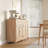 Rattan Sideboard, 26" Buffet Cabinet with Adjustable Storage Shelves and Drawer for Dining Room or Living Room, Natural Oak