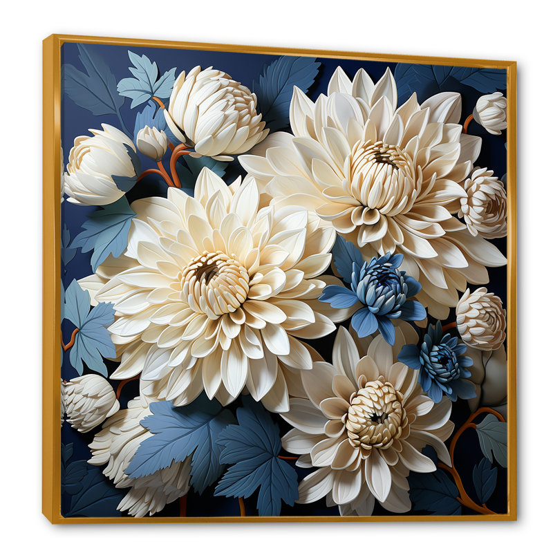 «Pure White and Blue Chrysanthemums Beauty III - Chrysanthemums», impressions d'art mural, H 36 po x l 36 po x P 1,5 po