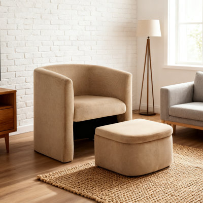 Accent Chair & Storable Ottoman Sherpa Chair w/Storage Ottoman - Plush & Space-Saving Design