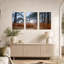 «Misty Pine Forest Path with Orange Ferns», ensemble de 3 toiles murales-616869842