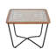 Table basse contemporaine avec un design géométrique artistique, une base en métal robuste et un cadre carré en verre trempé noir facile à entretenir pour un look
