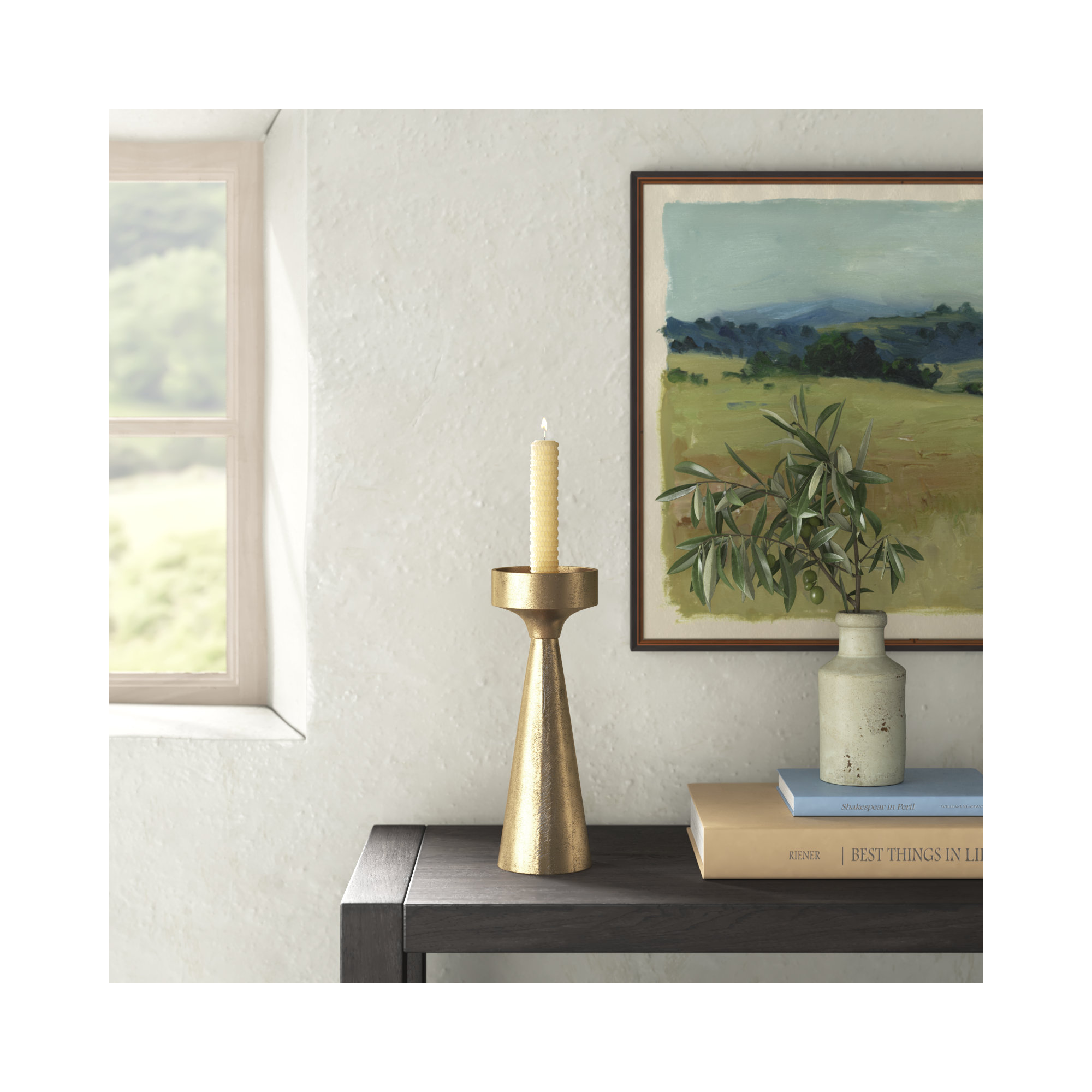 Abaco 16" Aluminum Tabletop Candlestick, 13" H x 4" W x 4" D