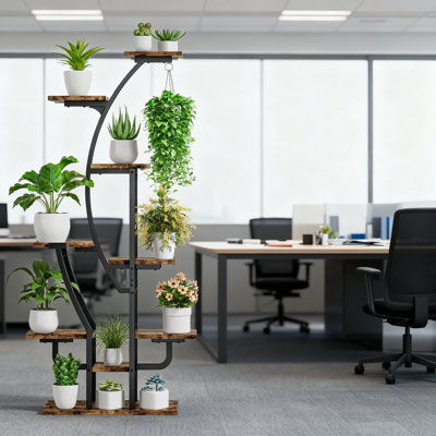 Support pour plante d'intérieur à 9 niveaux avec lumières de culture, tablette d'angle pour plantes multiples de 62 pouces, support d'affichage en métal avec éclairage DEL réglable et minuterie automatique pour la maison et le patio
