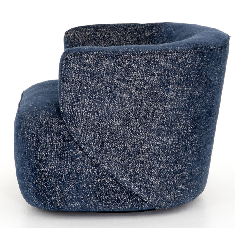 Mila Swivel Barrel Chair, Comal Azure Performance Textured Weave