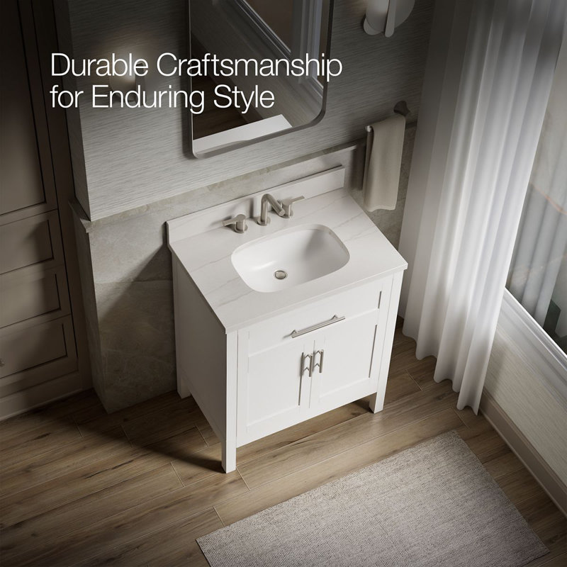 31" Single Bathroom Vanity Set, White, White, 31"