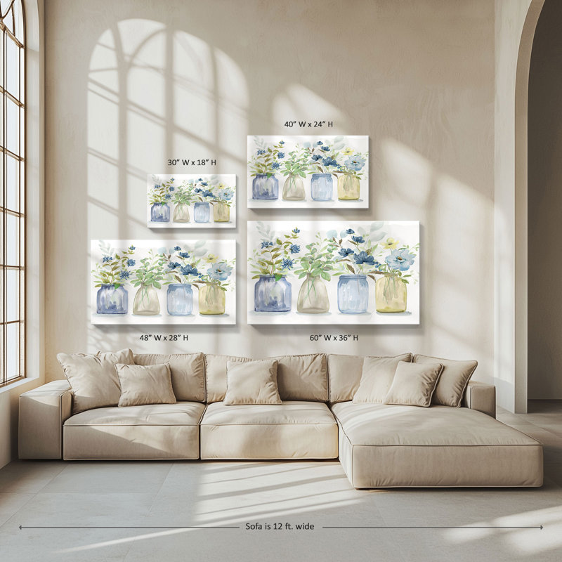 « Blue Pickings » de Nan – Impression sur toile, H 36 po x l 60 po x P 1,5 po