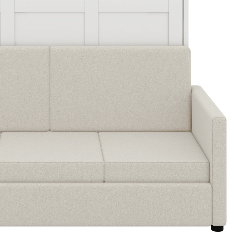 Shinpei Murphy Bed Wall Bed with Cushion, White, Full
