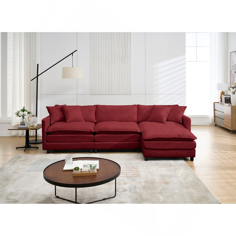 Canapé en chenille de 108 pouces à structure modulaire en forme de L, doté d'un design polyvalent qui s'adapte à tout espace intérieur, offrant un confort sans limite et un style contemporain.
