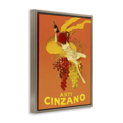 Vintage Cinzano Poster Framed Floater Canvas Wall Art, design by Lil' Rue