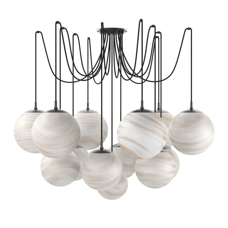 Spider 13 - Light Chandelier, Black Gunmetal, Marble Matte