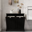 Armoire de trieur de linge à deux compartiments inclinable - noir-2131385261