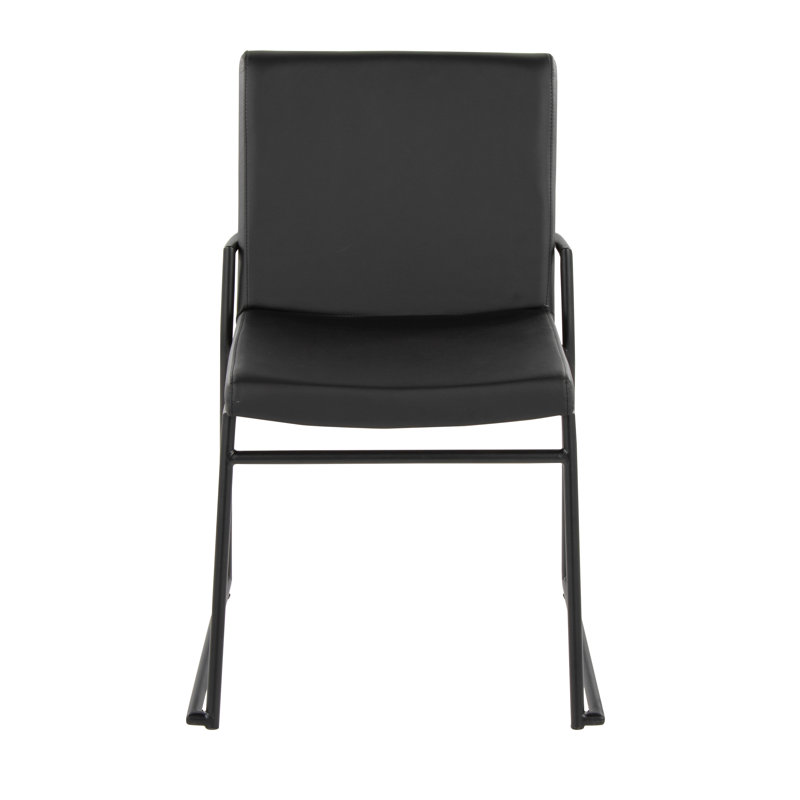Gradin Stackable Side Chairs, Faux Leather Black, Black