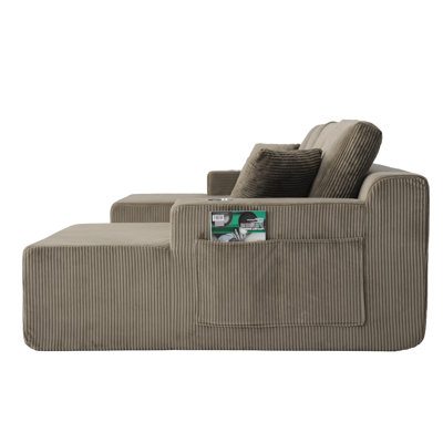 130" U-Shaped Modular Sectional Sofa with Chaise, Boneless Corduroy Flexible Module Seating for Living Room