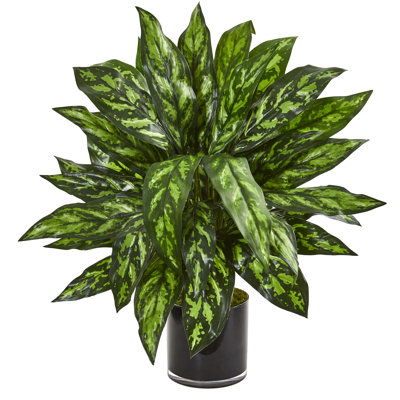27'' Faux Foliage Plant in Glass Decorative Vase