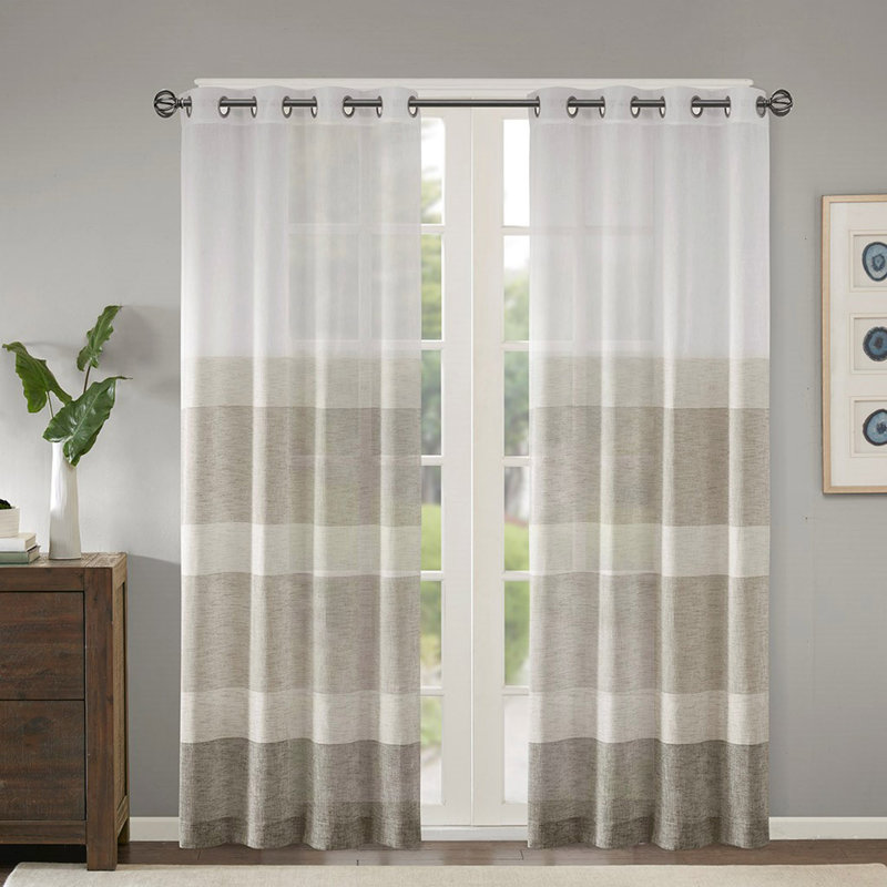 Woven Striped Window Sheer, Beige