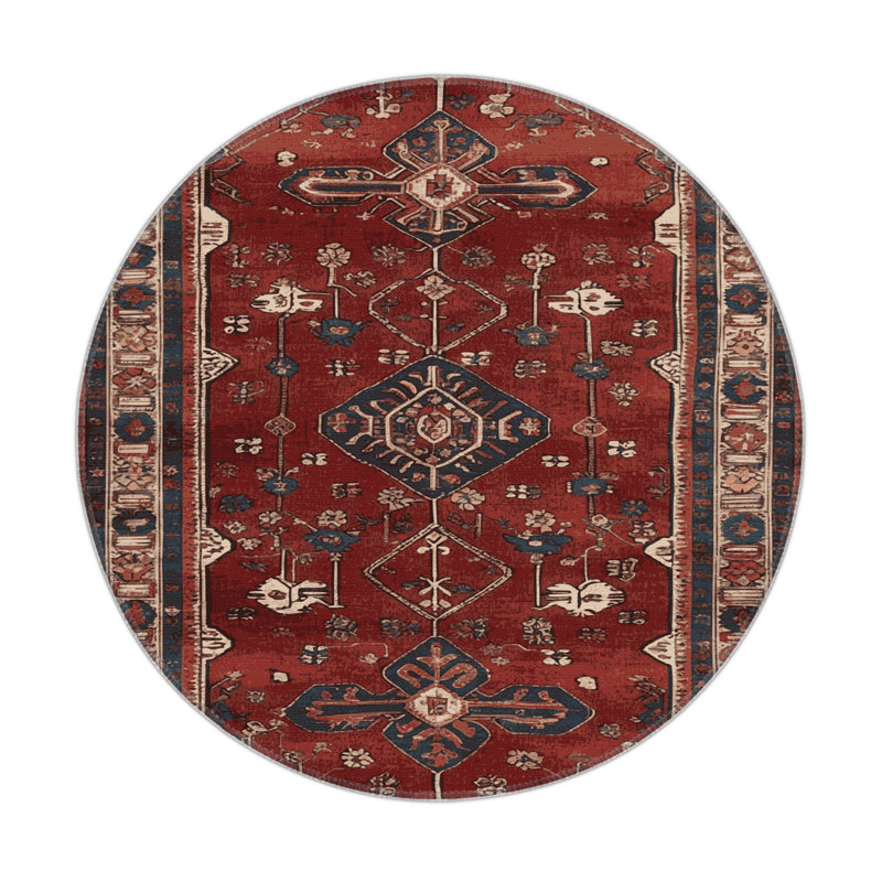 Tapis turc intérieur et extérieur noir, Rond 5 pi