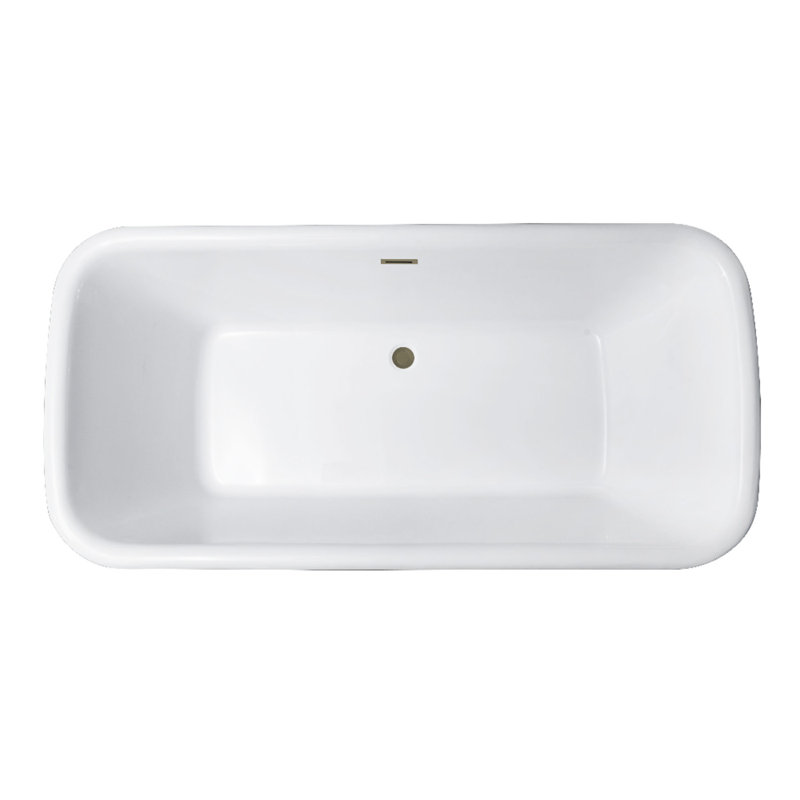 Kingston Brass Aqua Eden 71-Inch Acrylic Oval Rectangular Double Ended Pedestal Tub with Drain (No Faucet Drillings)
