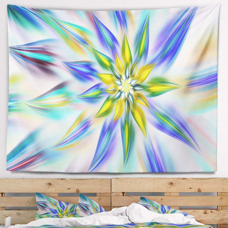Tapisserie florale bleue, H 68 po x l 80 po