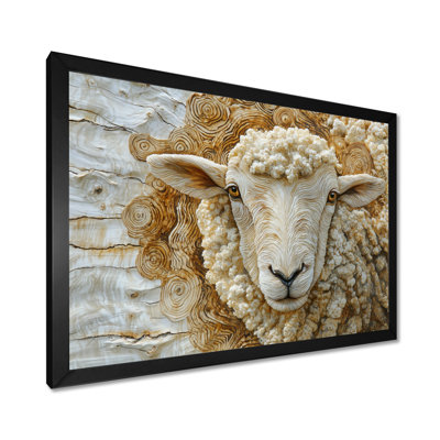 Ditya Sheep Portrait In Farm Farm Wood II - Sheep Wall Art