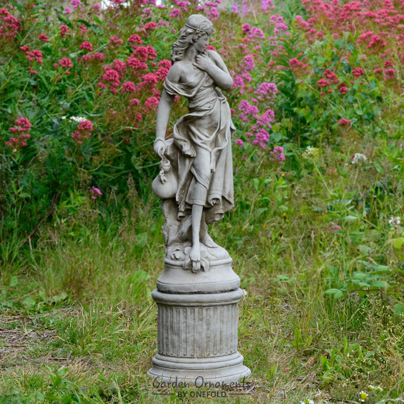 2-tlg. Statuen-Set Mädchen auf Säule