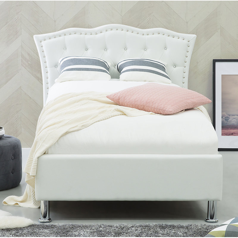 Upholstered Ottoman Storage Bed, White, European Single (90 x 200 cm)