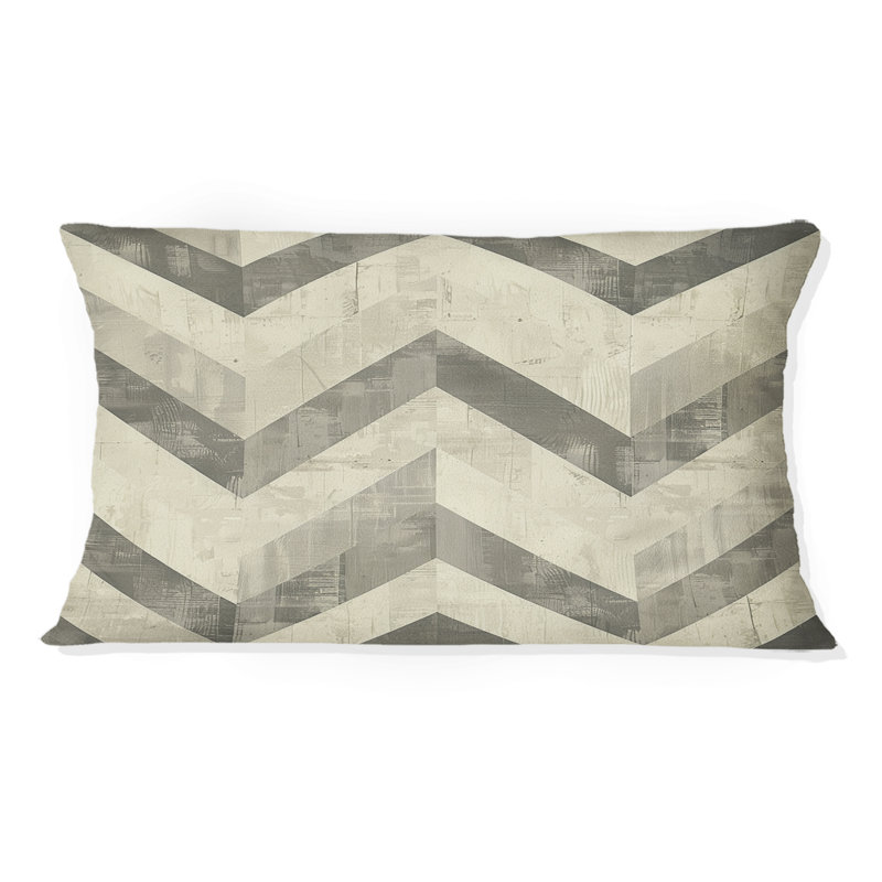 Coussin lombaire beige moderne à chevrons modernes III