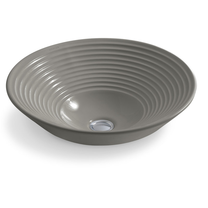 Turnings Ceramic Circular Vessel Bathroom Sink, Cashmere
