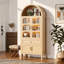 Bibliothèque de 71 po de haut avec armoire de rangement arquée en bois et tablettes réglables avec lumières DEL-314696108