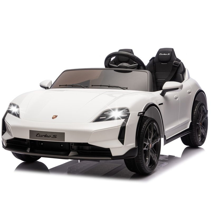 Licenced Porsche Taycan Turbo S 24v Battery Powered Kids Ride On Car Toy With Remote Control, White