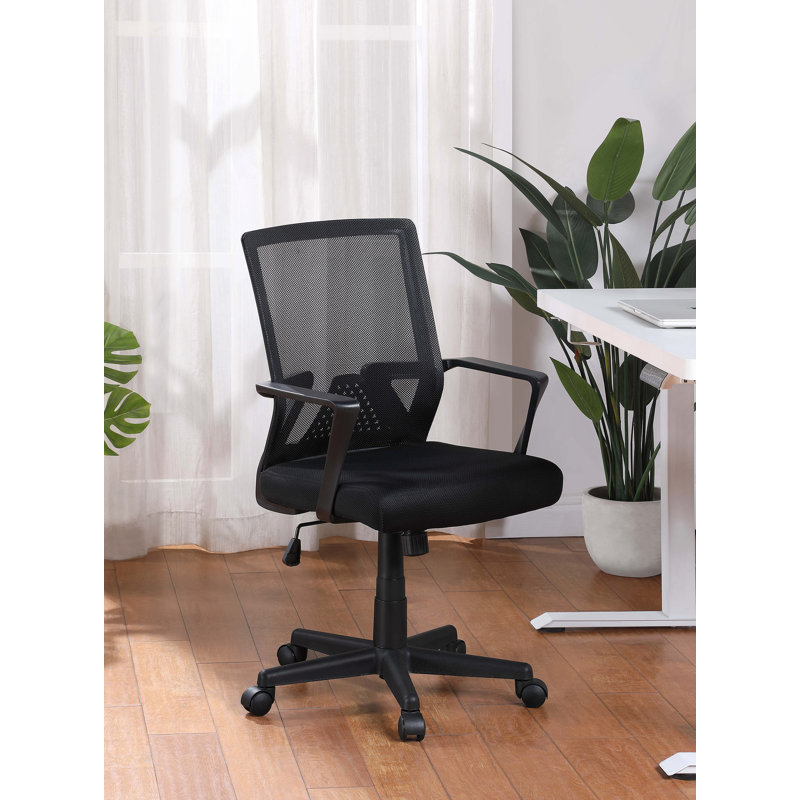 Chaise de bureau / de travail réglable en hauteur avec accoudoirs, support ergonomique à dossier moyen et dossier en filet respirant pour un confort ultime