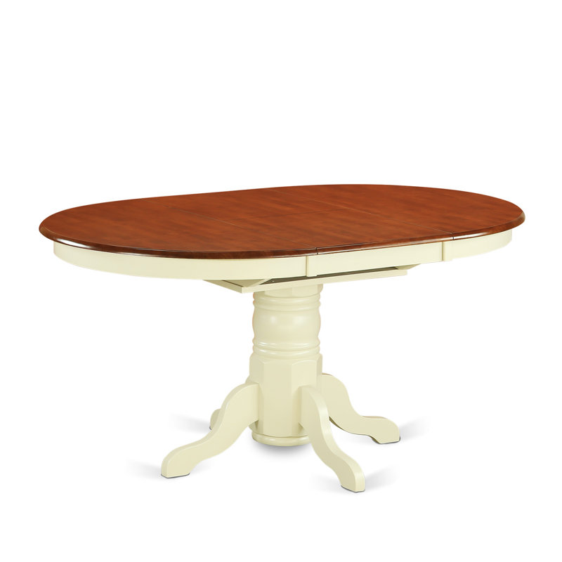 7 Piece Dining Room Furniture Set Consist of an Oval Kitchen Table with Butterfly Leaf and 6 Dining Chairs, 42x60 Inch, Buttermilk & Cherry