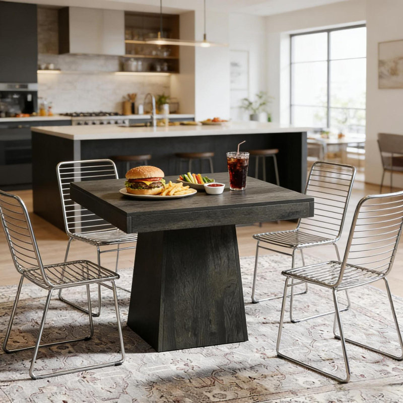 Chating Table,Kitchen Table,Square Dining Table,Small Conference Table, Dark Gray