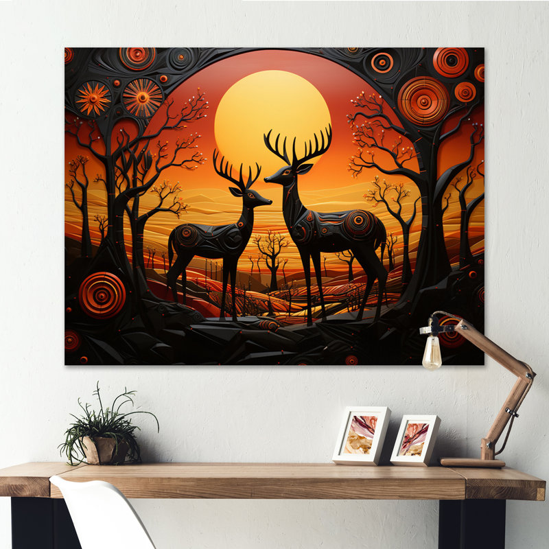 Cerf vibrant d'Afrique II sur toile, H 12 po x l 20 po x P 1 po, Toile tendue
